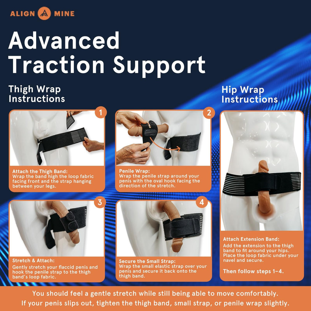 Discreet Penile Traction for Peyronie's Disease. Reduce curvature, enhance length, girth and function. Soft, comfortable stretching and enlargement system.