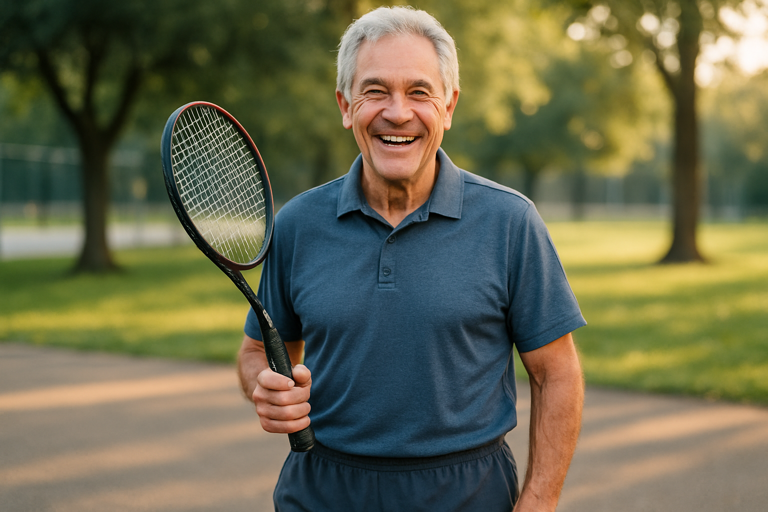 GENERATE ME AN ACTIVE OLDER GUY SMILING